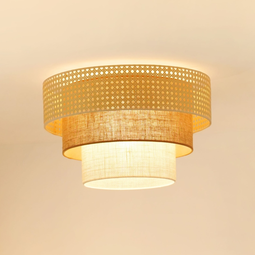 Brilagi - Lámpara de techo CEDAR LUNETA 1xE27/15W/230V diámetro 45 cm ratán/marrón/crema