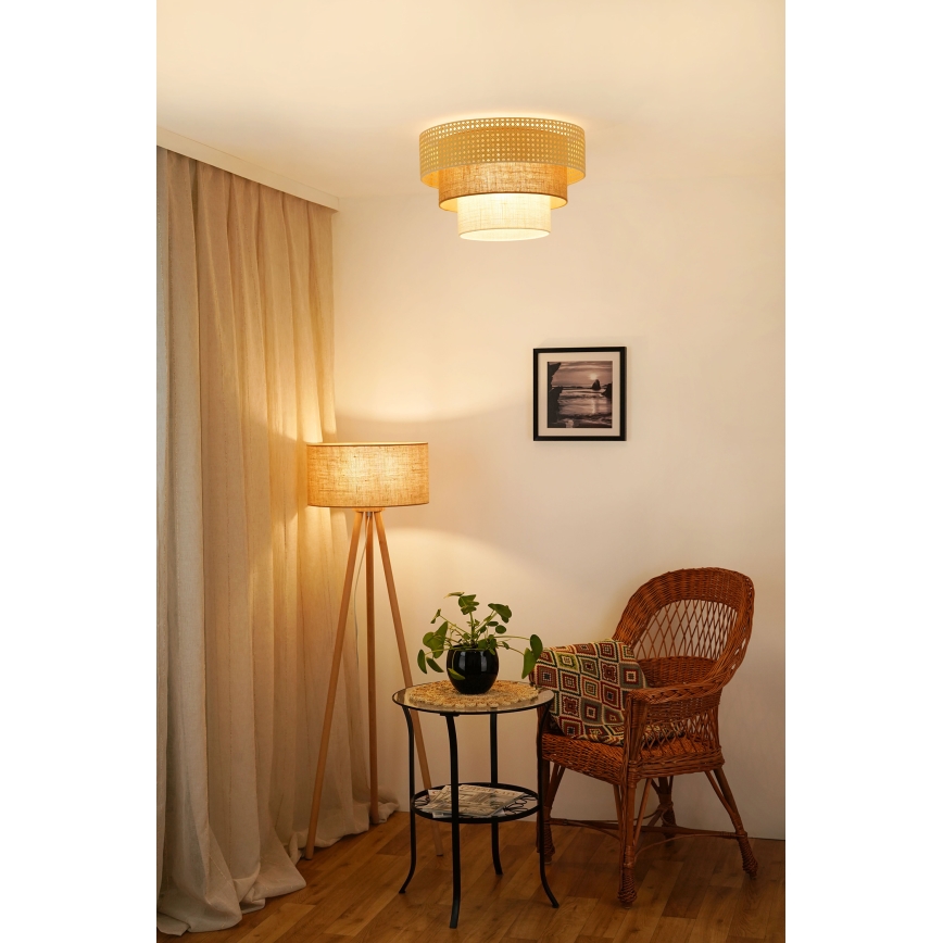 Brilagi - Lámpara de techo CEDAR LUNETA 1xE27/15W/230V diámetro 45 cm ratán/marrón/crema