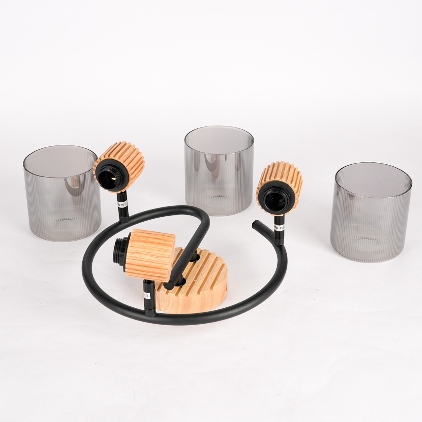 Brilagi - Lámpara de techo con 3 focos HYGGE 3xE14/15W/230V madera/ahumado