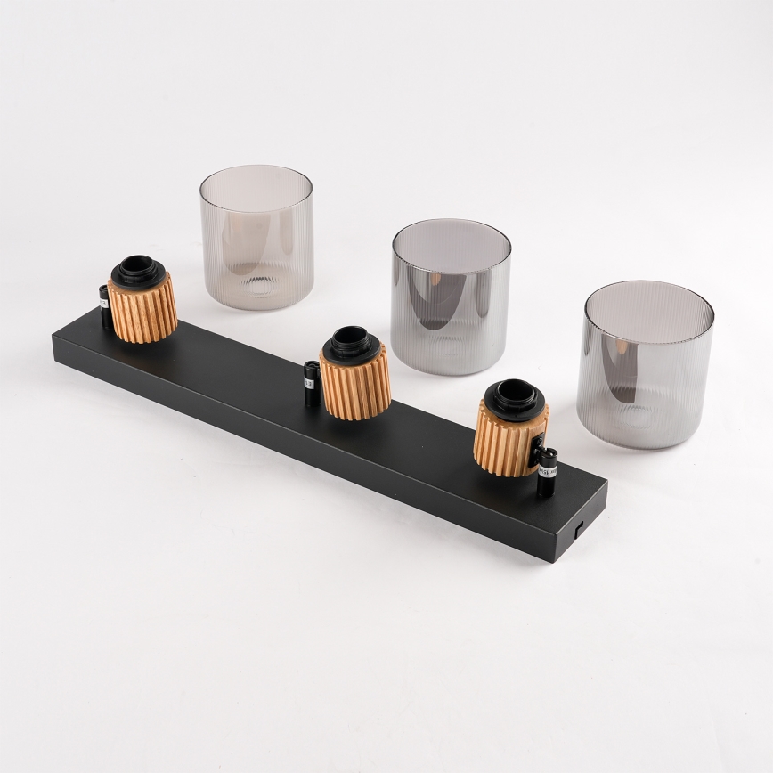 Brilagi - Lámpara de techo con 3 focos HYGGE 3xE14/15W/230V negra/ahumada