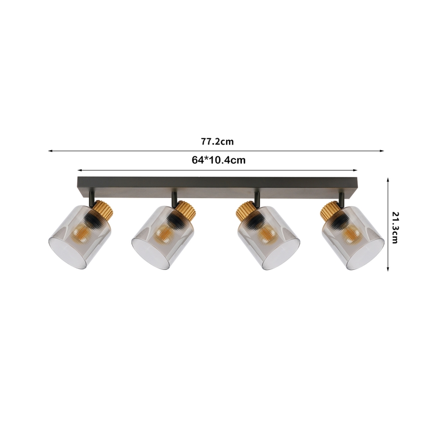 Brilagi - Lámpara de techo con 3 focos HYGGE 3xE14/15W/230V negra/ahumada