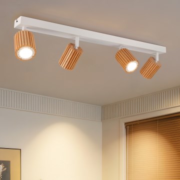 Brilagi - Lámpara de techo con 4 focos MODERN WOOD 4xGU10/8W/230V madera/blanco