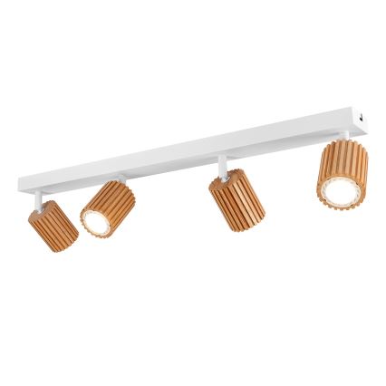 Brilagi - Lámpara de techo con 4 focos MODERN WOOD 4xGU10/8W/230V madera/blanco