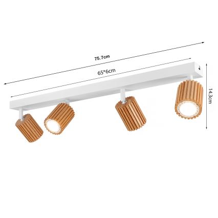 Brilagi - Lámpara de techo con 4 focos MODERN WOOD 4xGU10/8W/230V madera/blanco
