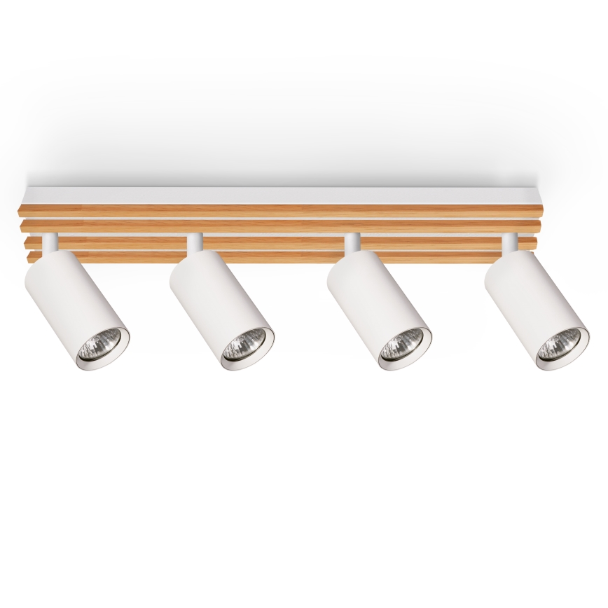 Brilagi - Lámpara de techo con focos SELE WOOD 4xGU10/30W/230V blanco/madera