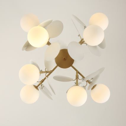 Brilagi - Lámpara de techo con varilla BALMO 8xG9/9W/230V Ø 60 cm oro/blanco