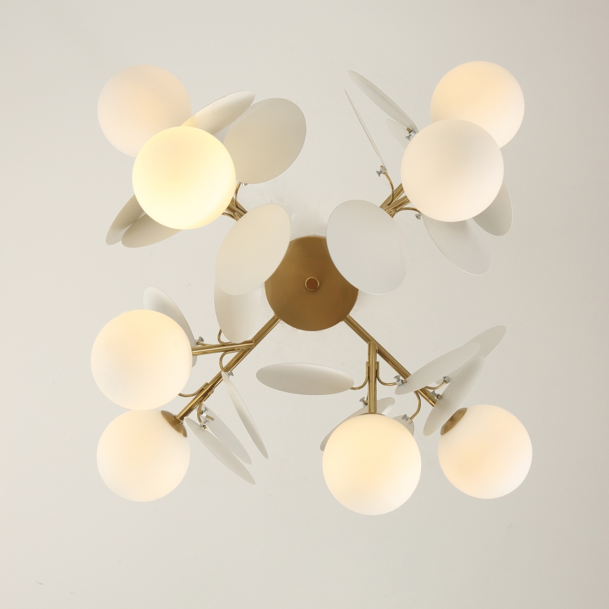 Brilagi - Lámpara de techo con varilla BALMO 8xG9/9W/230V Ø 60 cm oro/blanco