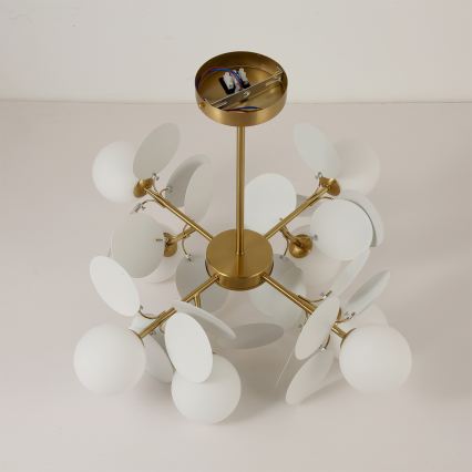 Brilagi - Lámpara de techo con varilla BALMO 8xG9/9W/230V Ø 60 cm oro/blanco