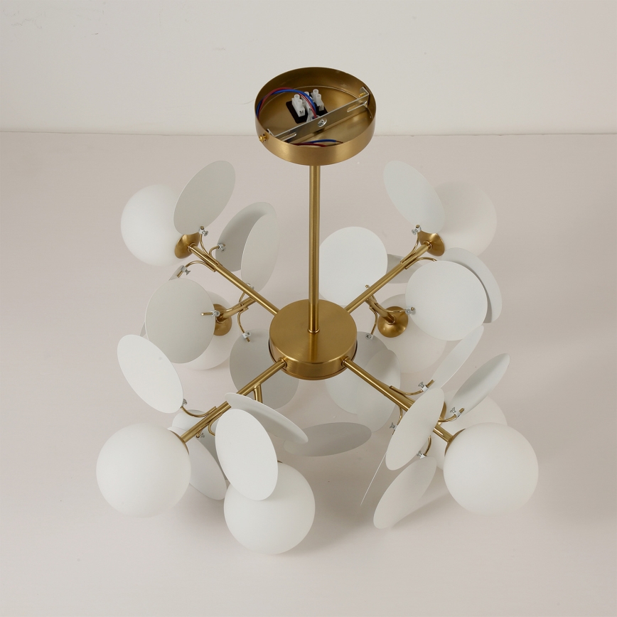 Brilagi - Lámpara de techo con varilla BALMO 8xG9/9W/230V Ø 60 cm oro/blanco