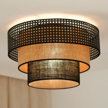 Brilagi - Lámpara de techo DAKOTA LUNETA 1xE27/15W/230V Ø 45 cm negro/rattán