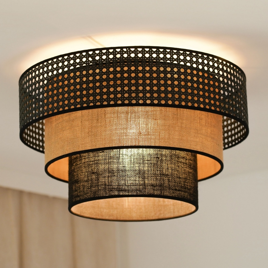 Brilagi - Lámpara de techo DAKOTA LUNETA 1xE27/15W/230V Ø 45 cm negro/rattán