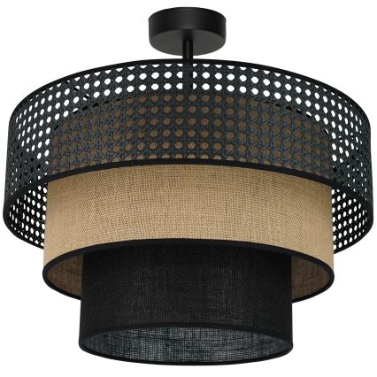 Brilagi - Lámpara de techo empotrada DAKOTA LUNETA 1xE27/15W/230V Ø 45 cm negro/rattán
