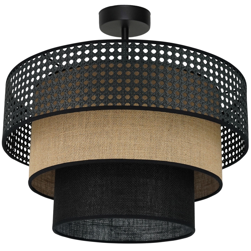 Brilagi - Lámpara de techo empotrada DAKOTA LUNETA 1xE27/15W/230V Ø 45 cm negro/rattán