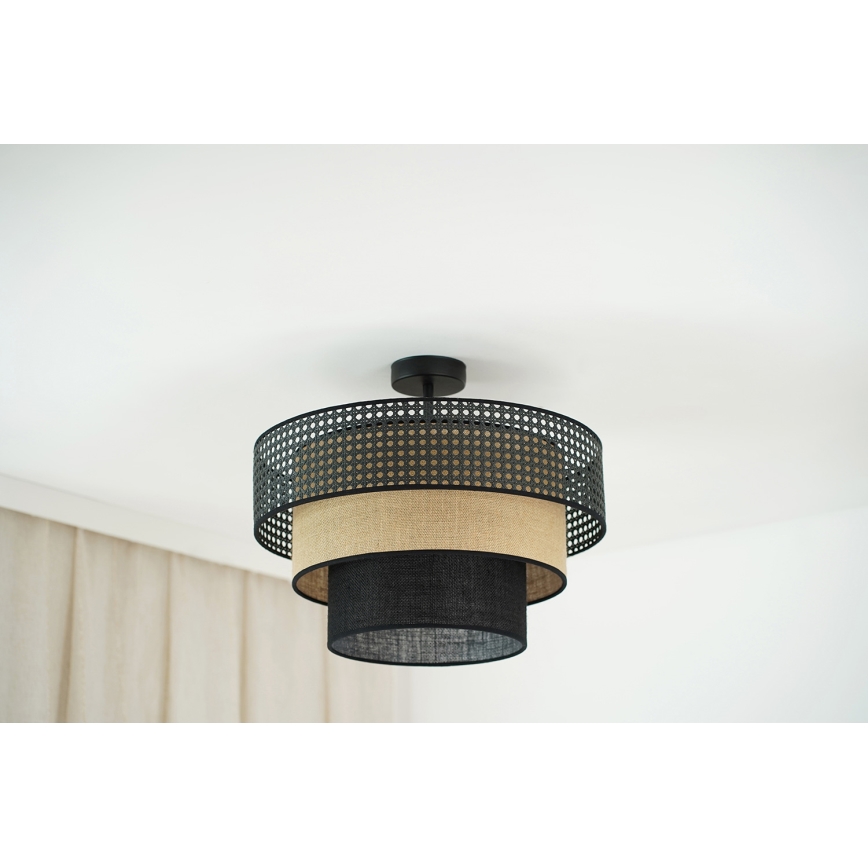 Brilagi - Lámpara de techo empotrada DAKOTA LUNETA 1xE27/15W/230V Ø 45 cm negro/rattán