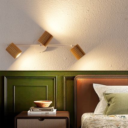 Brilagi - Lámpara de techo de 3 focos MODERN WOOD 3xGU10/8W/230V madera/blanco