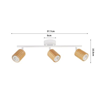 Brilagi - Lámpara de techo de 3 focos MODERN WOOD 3xGU10/8W/230V madera/blanco