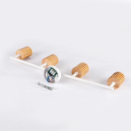 Brilagi - Lámpara de techo de focos MODERN WOOD 4xGU10/8W/230V madera de caucho/blanco