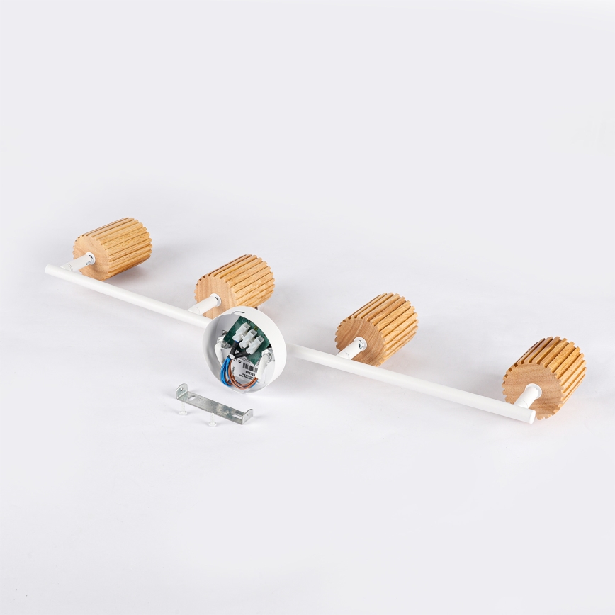 Brilagi - Lámpara de techo de focos MODERN WOOD 4xGU10/8W/230V madera de caucho/blanco