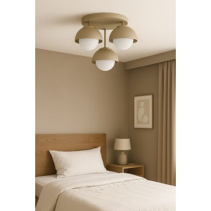 Brilagi - Lámpara de techo de montaje en superficie 3xE27/60W/230V beige/dorado