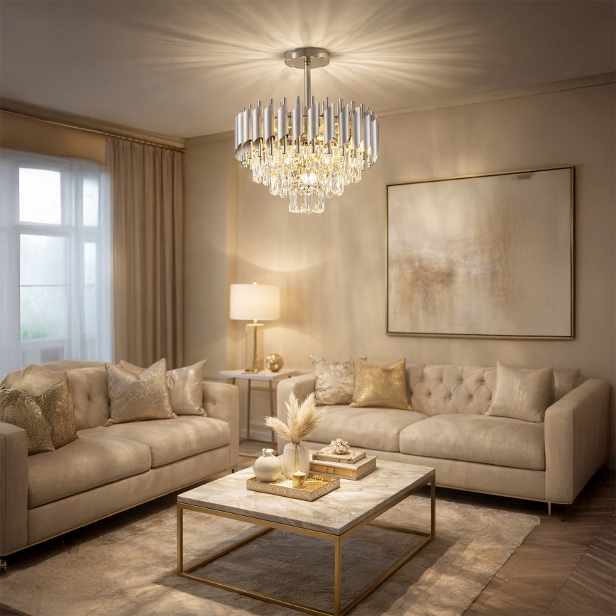 Brilagi - Lámpara de techo de montaje en superficie ECLIPSE 5xE14/10W/230V, diámetro 38 cm, plateada