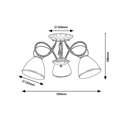 Brilagi - Lámpara de techo de montaje en superficie FRED 3xE27/60W, diámetro 59 cm, bronce