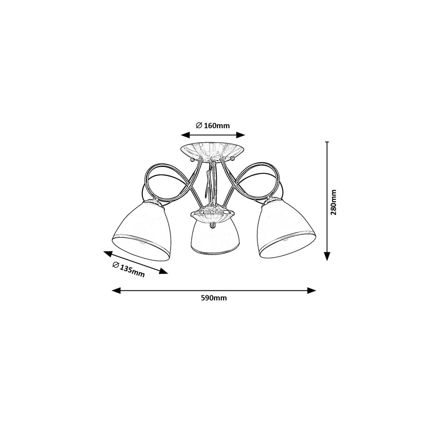 Brilagi - Lámpara de techo de montaje en superficie FRED 3xE27/60W, diámetro 59 cm, bronce