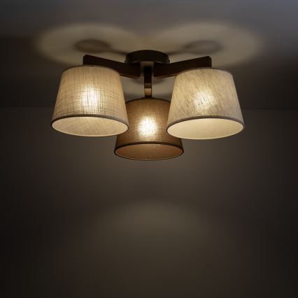 Brilagi - Lámpara de techo de montaje en superficie LATTE 3xE27/60W/230V pino/mezcla