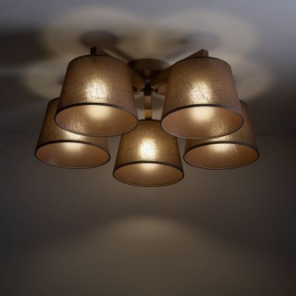 Brilagi - Lámpara de techo de montaje en superficie LATTE SABIA 5xE27/15W/230V pino/marrón