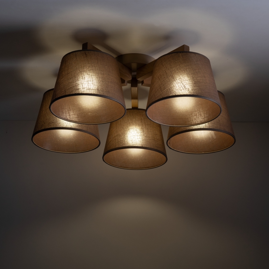 Brilagi - Lámpara de techo de montaje en superficie LATTE SABIA 5xE27/15W/230V pino/marrón