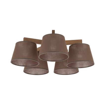 Brilagi - Lámpara de techo de montaje en superficie LATTE SABIA 5xE27/15W/230V pino/marrón