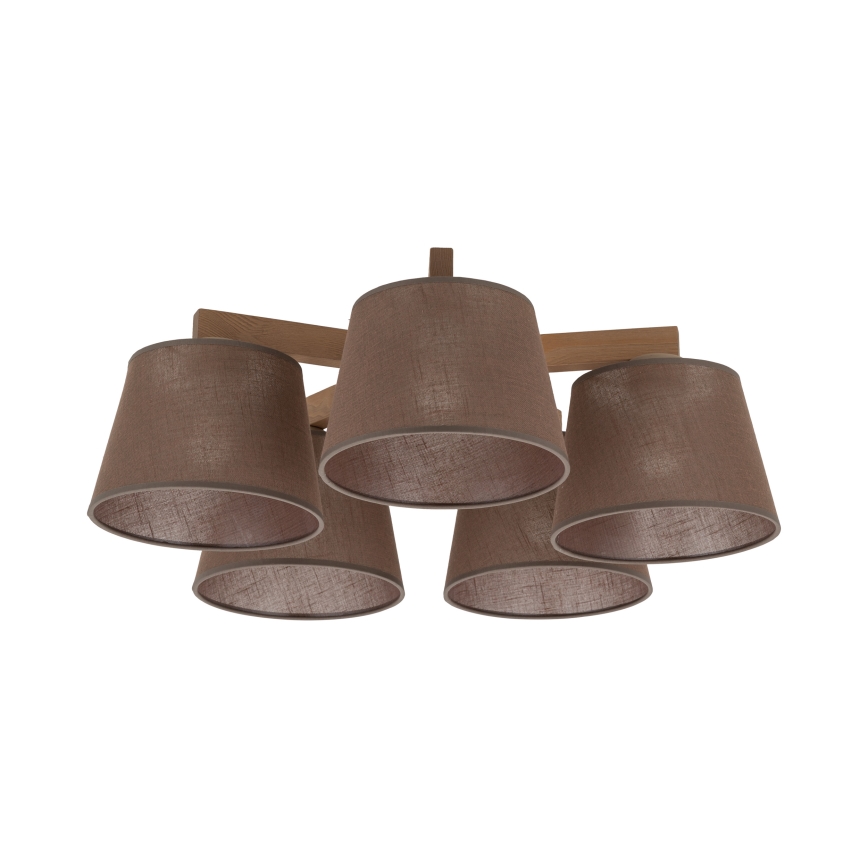 Brilagi - Lámpara de techo de montaje en superficie LATTE SABIA 5xE27/15W/230V pino/marrón