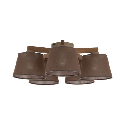 Brilagi - Lámpara de techo de montaje en superficie LATTE SABIA 5xE27/15W/230V pino/marrón