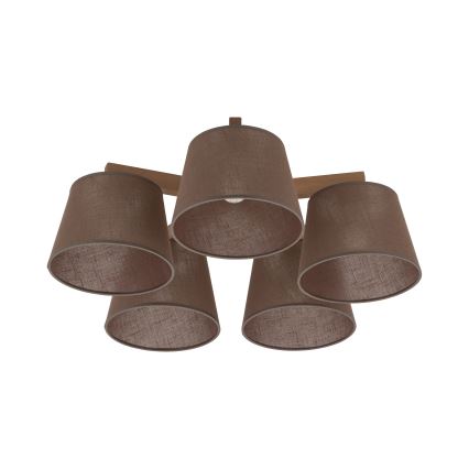 Brilagi - Lámpara de techo de montaje en superficie LATTE SABIA 5xE27/15W/230V pino/marrón