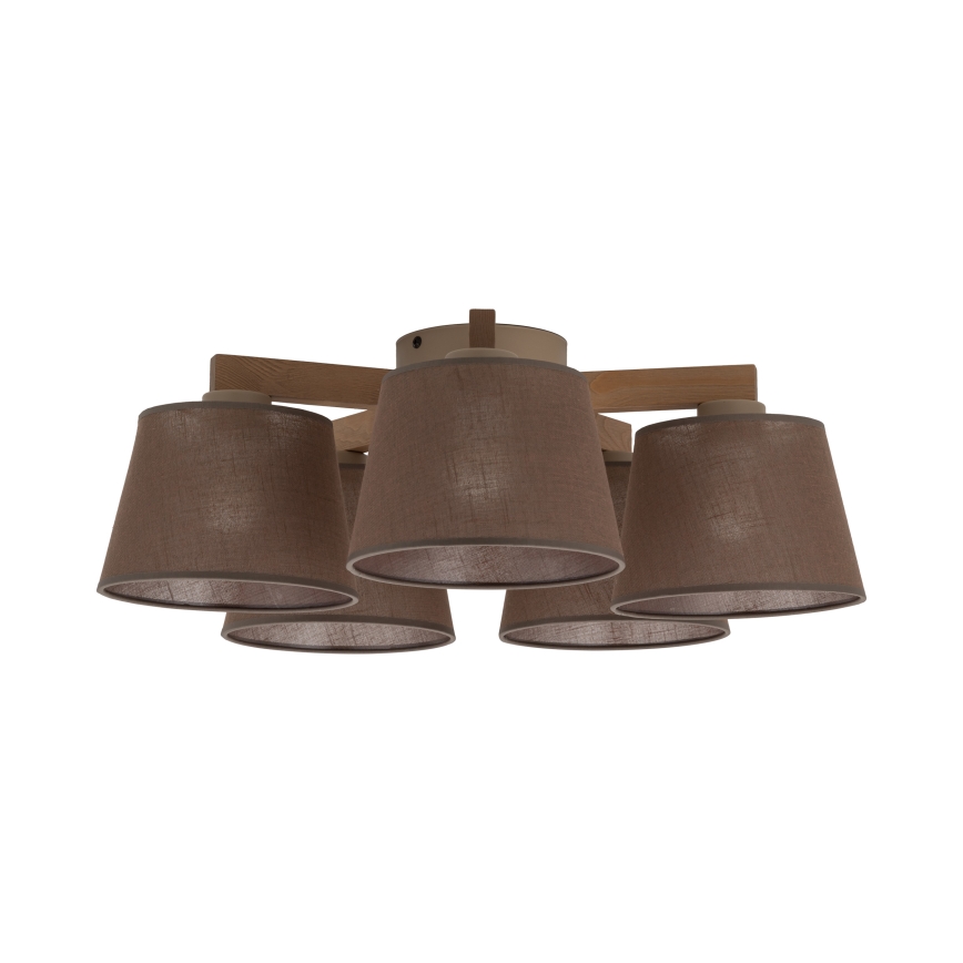 Brilagi - Lámpara de techo de montaje en superficie LATTE SABIA 5xE27/60W/230V pino/marrón