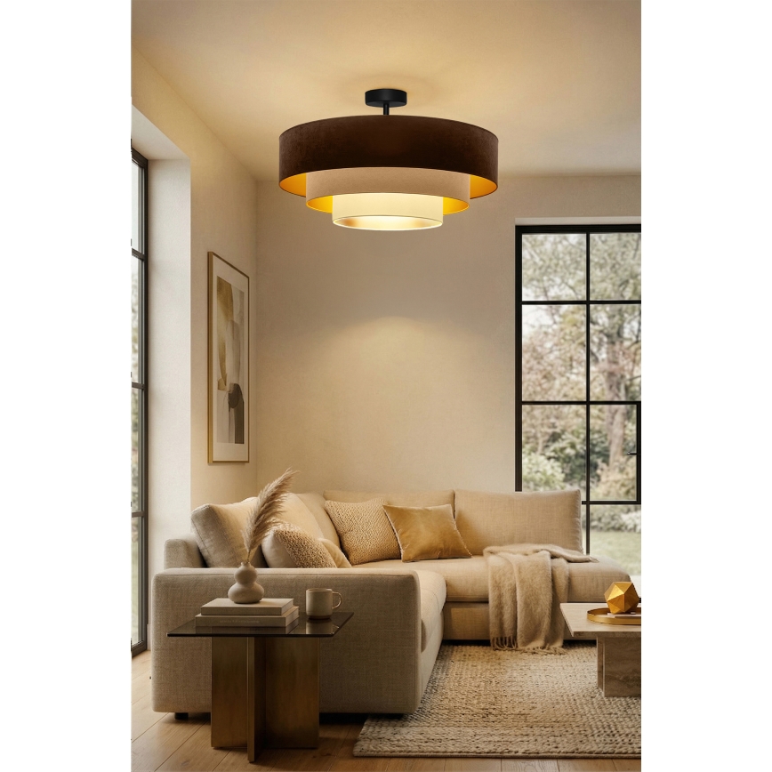 Brilagi - Lámpara de techo de montaje en superficie LUNETA 3xE27/60W/230V diámetro 80 cm marrón/beige/crema