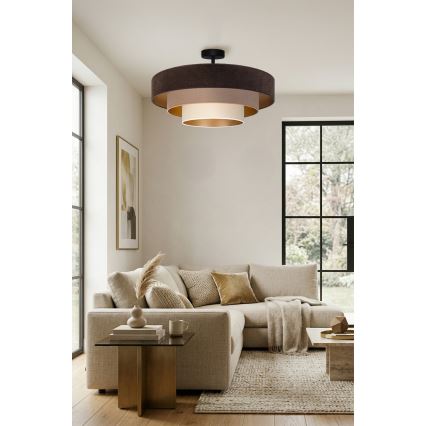 Brilagi - Lámpara de techo de montaje en superficie LUNETA 3xE27/60W/230V diámetro 80 cm marrón/beige/crema