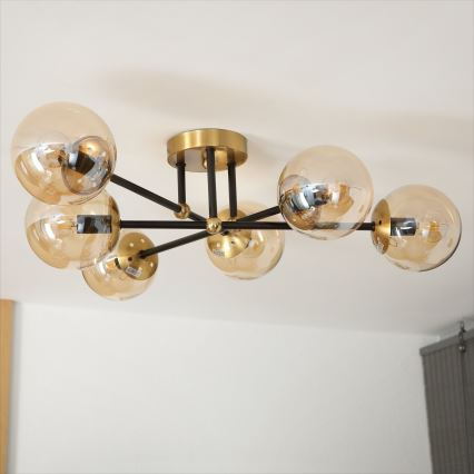 Brilagi - Lámpara de techo de montaje en superficie MALIVA 6xE14/15W/230V dorada
