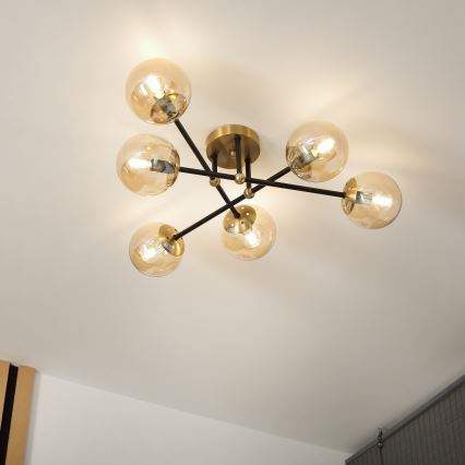Brilagi - Lámpara de techo de montaje en superficie MALIVA 6xE14/15W/230V dorada