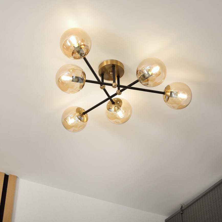 Brilagi - Lámpara de techo de montaje en superficie MALIVA 6xE14/15W/230V dorada