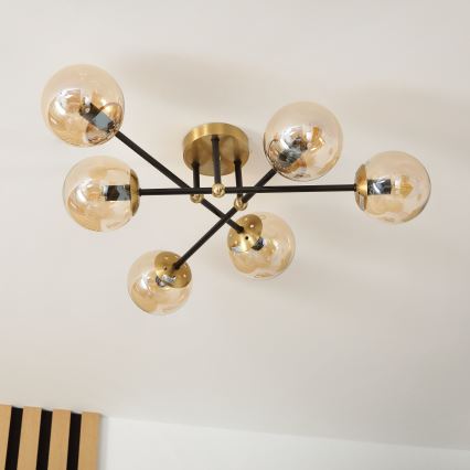 Brilagi - Lámpara de techo de montaje en superficie MALIVA 6xE14/15W/230V dorada
