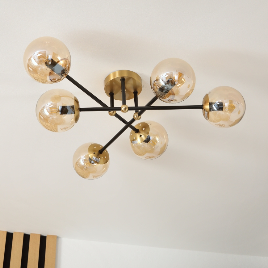 Brilagi - Lámpara de techo de montaje en superficie MALIVA 6xE14/15W/230V dorada