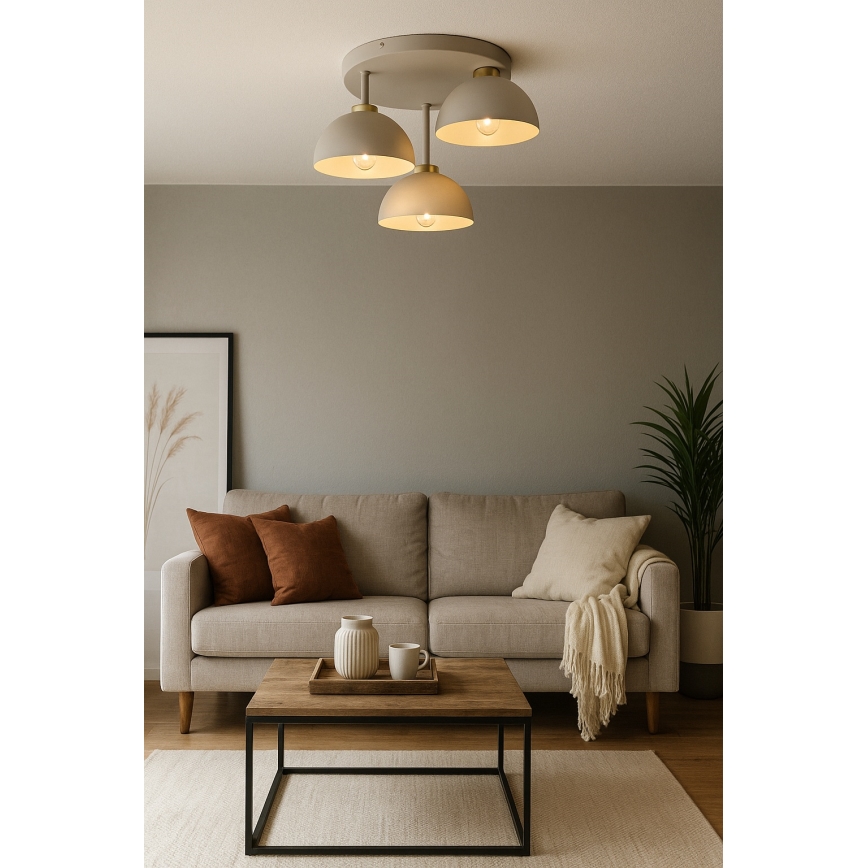 Brilagi - Lámpara de techo de superficie 3xE27/60W/230V beige/dorado