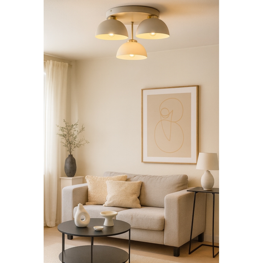 Brilagi - Lámpara de techo de superficie 3xE27/60W/230V beige/dorado