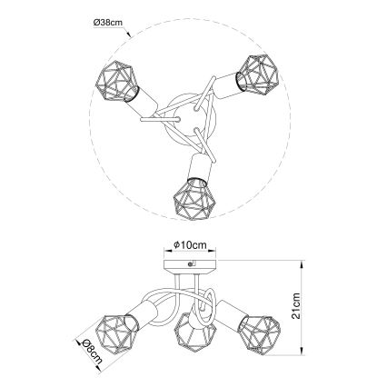 Brilagi - Lámpara de techo de superficie CAGE 3xE14/40W/230V