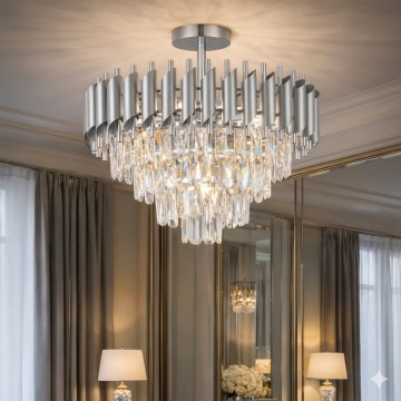 Brilagi - Lámpara de techo de superficie ECLIPSE 7xE14/10W/230V Ø 48 cm plateada