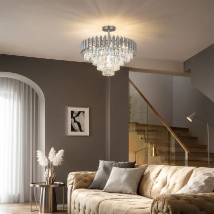 Brilagi - Lámpara de techo de superficie ECLIPSE 7xE14/10W/230V Ø 48 cm plateada