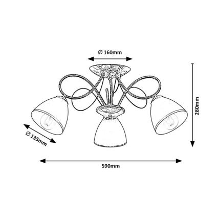 Brilagi - Lámpara de techo de superficie FRED 3xE27/60W/230V, diámetro 59 cm, cromo brillante