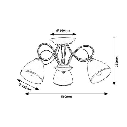 Brilagi - Lámpara de techo de superficie FRED 3xE27/60W/230V Ø 59 cm dorada
