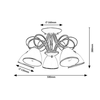 Brilagi - Lámpara de techo de superficie FRED 5xE27/60W/230V, diámetro 59 cm, dorada