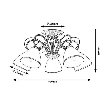Brilagi - Lámpara de techo de superficie FRED 5xE27/60W/230V Ø 59 cm bronce